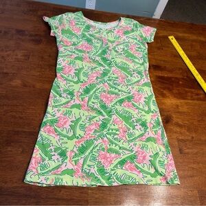 Lilly Pulitzer Musical monkeys shift dress green pink no size tag measures small